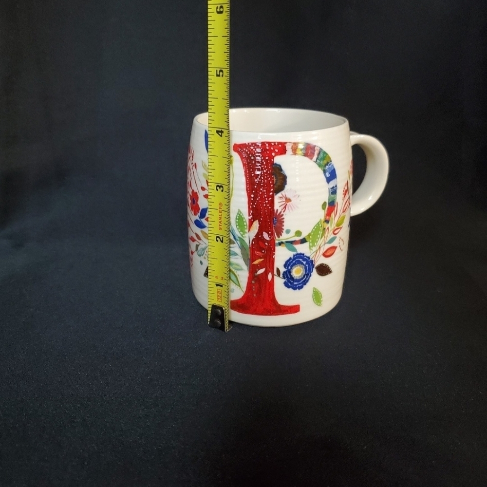 Anthropologie Petal Palette Monogram Letter P Mug - Picture 6 of 7